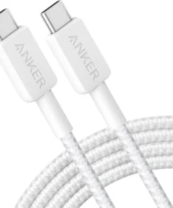 Anker 322 PowerLine USB-C to USB-C Örgülü Kablo 3ft/0.9m 60W - USB-IF - Beyaz - A81F5 (Anker Türkiye Garantili)